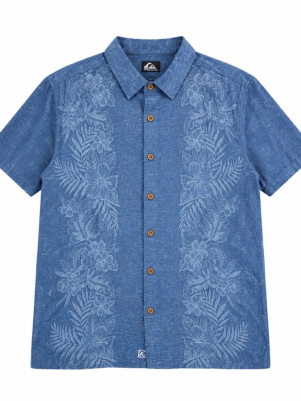 Tommy Bahama Silk Hawaiian Shirt M Blue Tropical Floral Aloha Resort